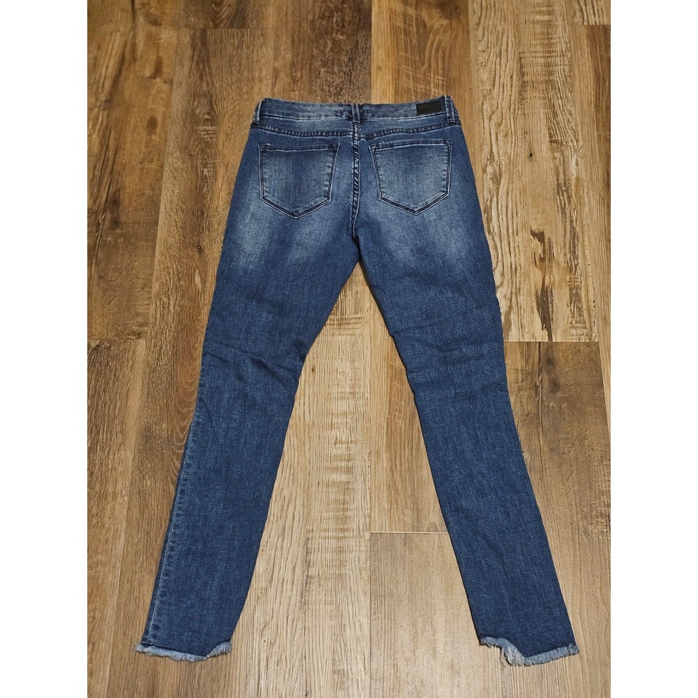 Dear John Gisele High Waisted Skinny Jeans Blue Distressed Raw Hem Size 26 - Picture 2 of 7
